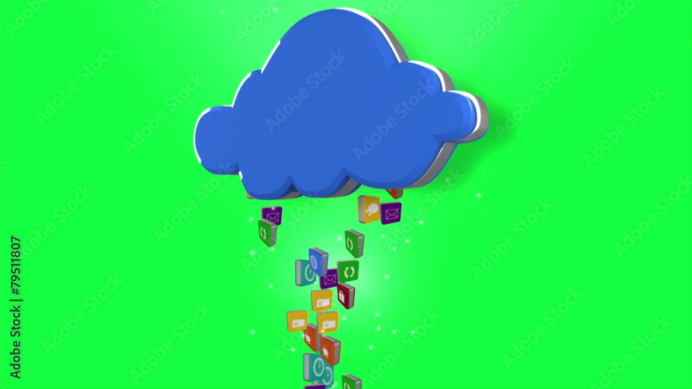 Poster app icons floating up to cloud