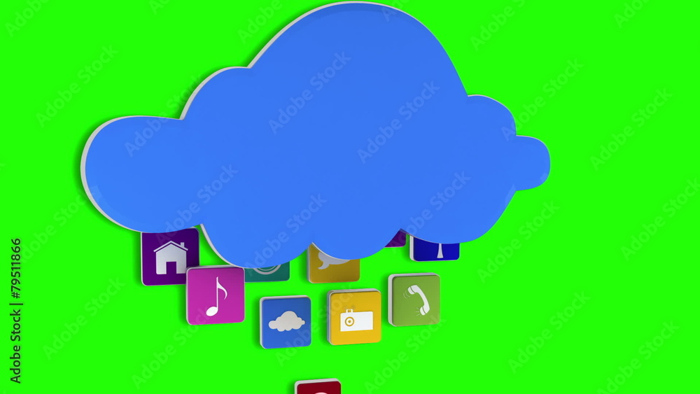 Poster app icons floating up to cloud