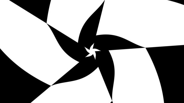 Concentric abstract symbol, rotated gear curved teeth five