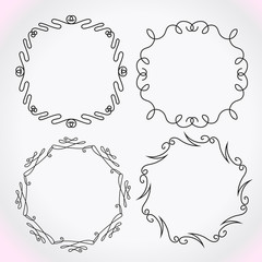 Vintage Decor - design elements, thin line - vector set. Vector