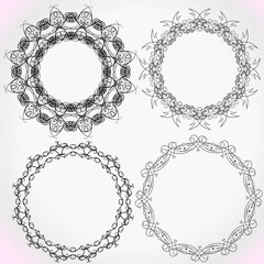 Vintage Decor - design elements, thin line - vector set. Vector