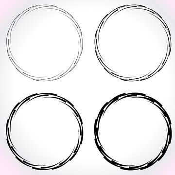 Set round  frame. Thin and wide line. Vector illustration