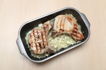 Pork loin in baking dish