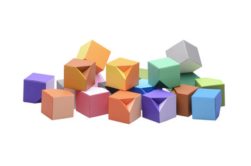 Origami varicolored cubes