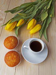 coffee and muffins on the table