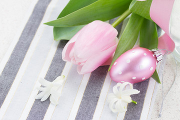 pink easter egg with flowers