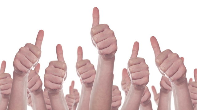 Group of People making Hand Thumbs Up sign for Like