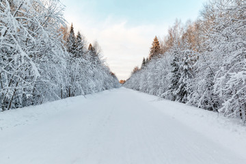 winter landscape snow-covered road