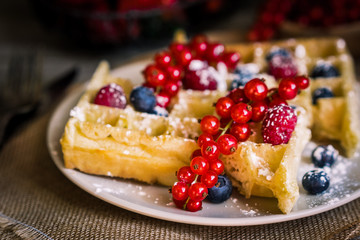 Waffles with berries