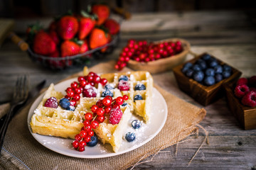 Waffles with berries