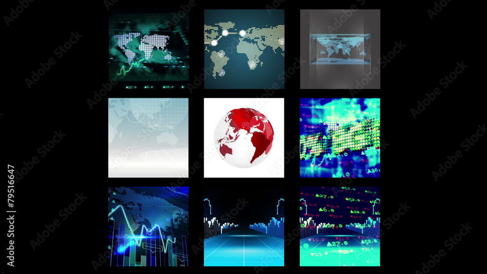 Poster different screens showing business graphics