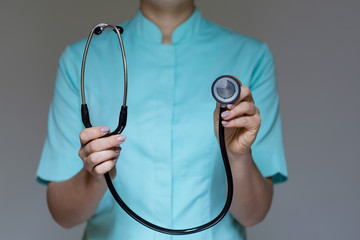 Doctor is working with stethoscope