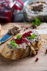 traditional liver pate on fresh bread