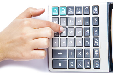 Fototapeta na wymiar calculator with hand