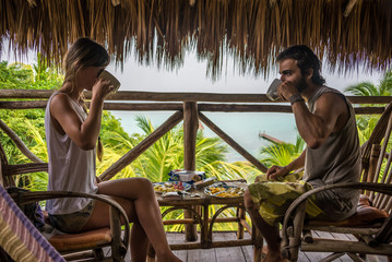 Couple in Love  traveling Tulum , Caribbean, Quintana Roo, Beaut