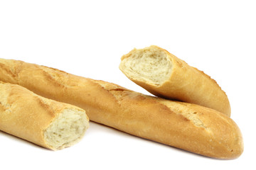 Baguette on white background