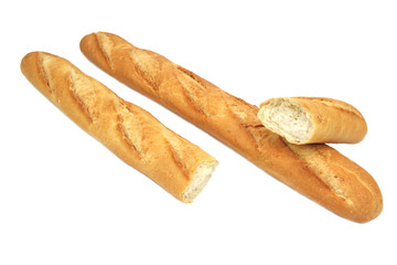 Fresh baguette isaolated on white background