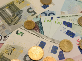 Euro banknotes and coins