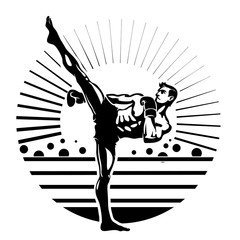 Kickboxing.Illustration in the engraving style.