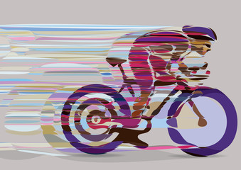 Artistic stylized racing cyclist in motion.