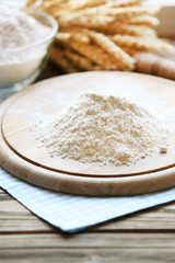 Pile of flour on cutting board, closeup