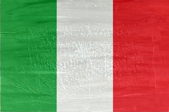 National italian flag on wood texture background