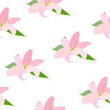 Lilly Flower Seamless Pattern Vector Illustration
