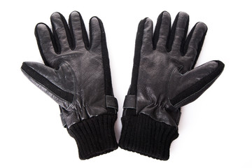 Black leather gloves.  Men's black leather gloves