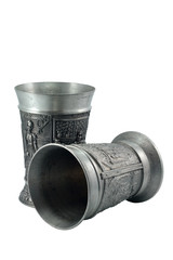 Two silver  wine goblets