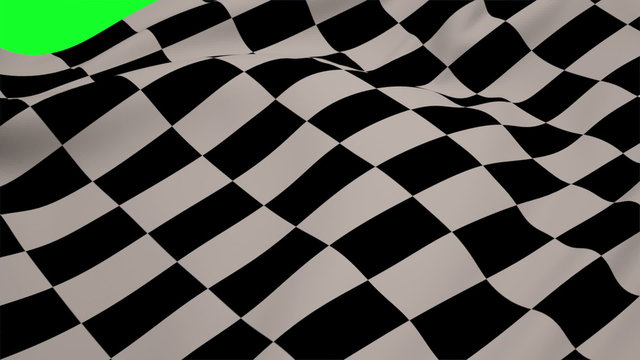 Checkered flag blowing on green screen