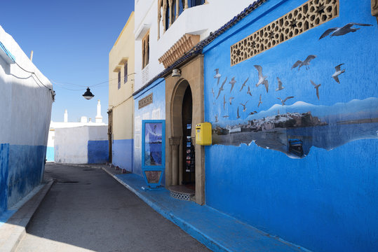 Morocco. The blue street in Kasbah of the Oudayas in Rabat