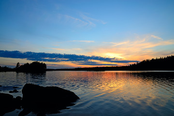 Romantic sunset. North Karelia, Russia