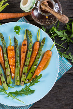 grilled fresh carrots and asparagus with glaze from above