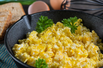 fresh scrambled egg with parsley
