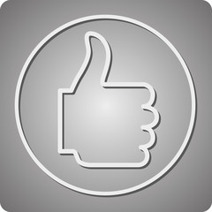 Thumbs Up Icon on a gray background, with shadow.