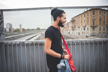 young handsome bearded hipster man