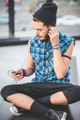 young handsome bearded hipster man