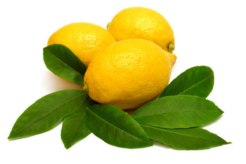 Lemon with leaves