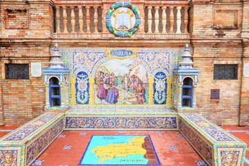 Obraz premium Coruna, Spain - detail of Plaza de Espana in Seville
