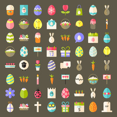 Easter flat styled icons