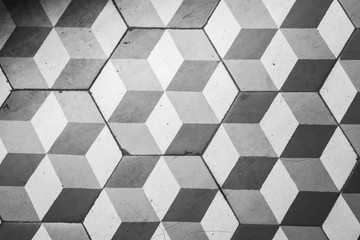 Ttiling on the floor, retro style cubic pattern