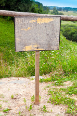 Empty old wooden sign with place for text