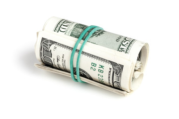 United States dollars, roll of hundred USD banknotes