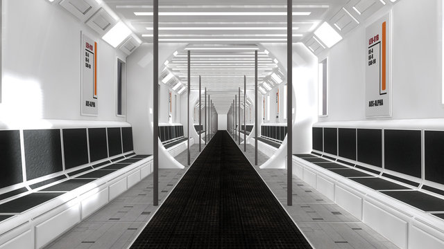 Futuristic scifi interior corridor
