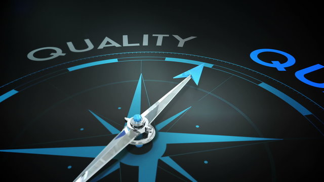 Compass pointing to quality