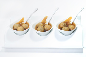 Vietnamese glutinous rice balls dessert on white background