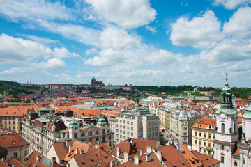 Obraz na płótnie Canvas View of Prague on bright summer day