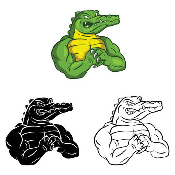 Coloring book Crocodile Strong cartoon character