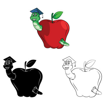 Coloring book Caterpillar Apple cartoon character