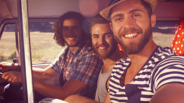In high quality format hipster friends on road trip